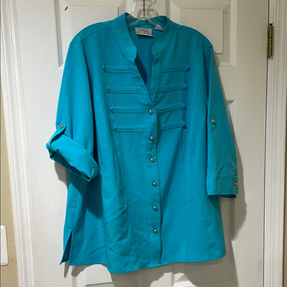 Turquoise Button-Up Women's Top